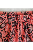 Orange Snakeskin Print Two Piece Casual Shorts Set