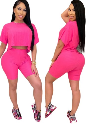 Hot Pink Crop Top & Shorts Set