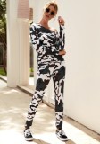 Long Sleeves Camo Print Two Piece Leisure Pants Set