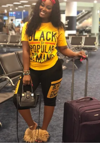Print Yellow Casual Two Piece Shorts Set