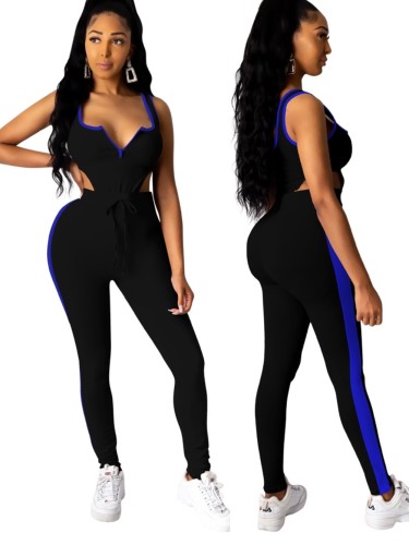 Black Fitness Bodysuit and Pants Set
