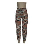 Camo Print Casual Pants with pockets