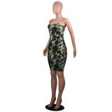 Camo Print Green Bodycon Cami Dress