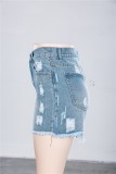 Light Blue High Waist Plush Jean Shorts