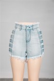 Fashion  High Waist Plush Jean Shorts