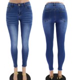 Blue High Strechy Zipper Bottom Jeans