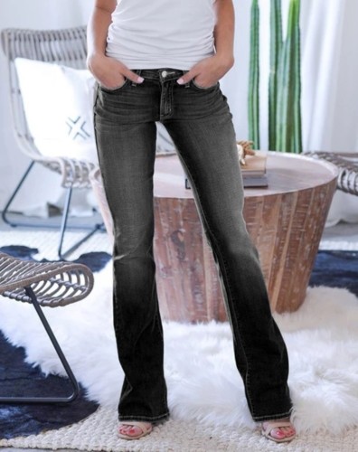 Gray Bell Bottom Low Waist Jeans