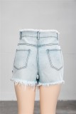 Fashion  High Waist Plush Jean Shorts