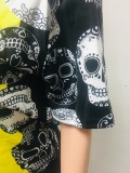 Skull Print Stylish Two Piece Shorts Set