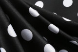 Plus Size Black Polka Dot Front Cutout Short Sleeve Maxi Dress