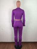 Purple Sheer Two Piece Stacked Pants Set