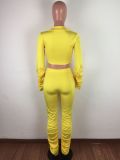 Yellow Sheer Two Piece Stacked Pants Set