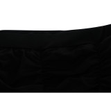 Plus Size Black Ruched Tight Pants Set
