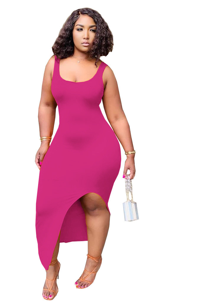 Sexy Hot Pink Sleeveless Long Bodycon Slit Dress US$ 6.37 - www.lover ...