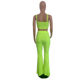 Green Cami Top & Flare Pants Set