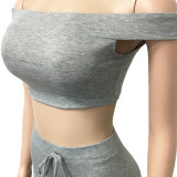 Gray Bandeau & Stack Slit Pants Set
