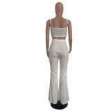 White Cami Top & Flare Pants Set