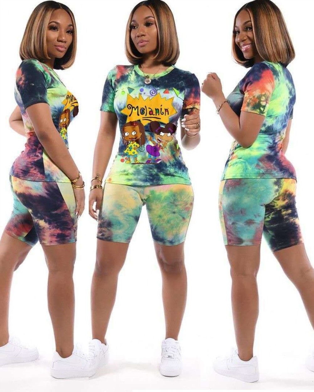 tie dye biker short set