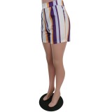 Striped Purple Batwing Sleeve Cover Up and Matching Shorts