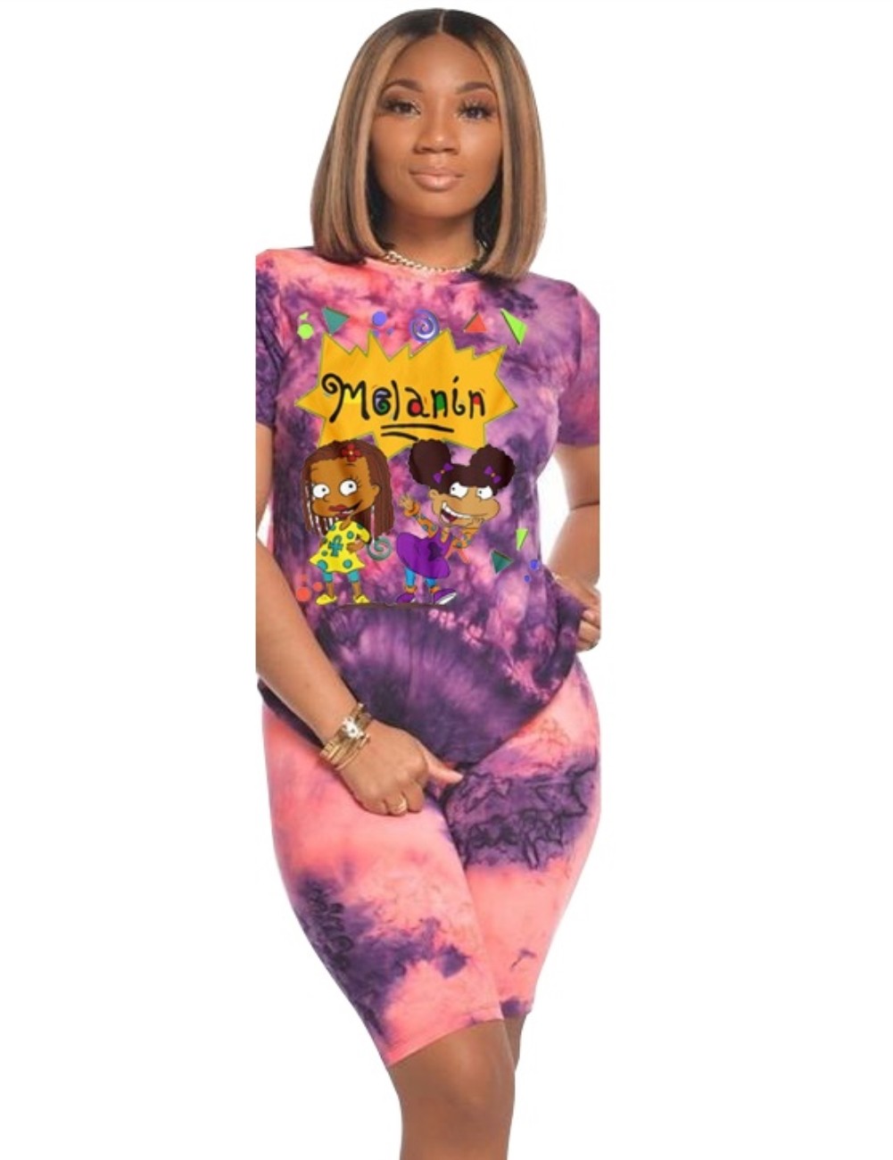 tie dye biker short set