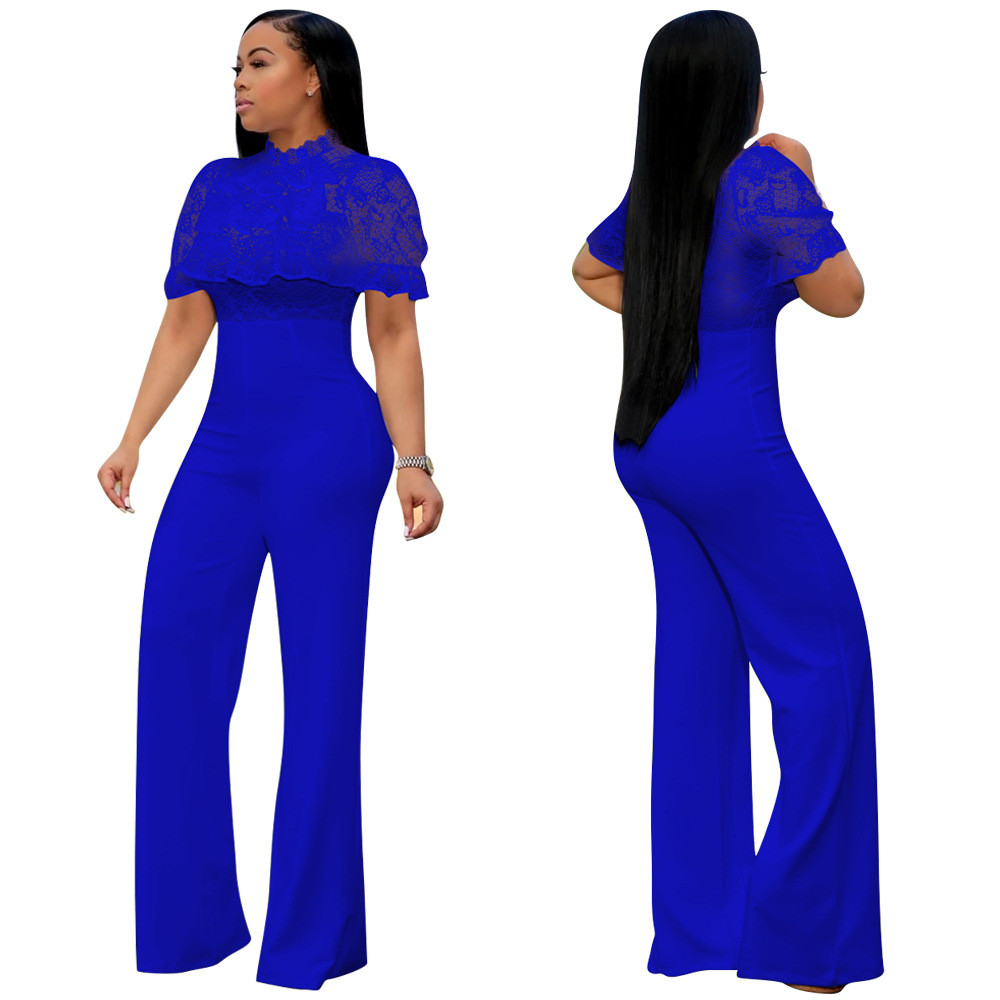 Blue Lace Bodice Elegant Jumpsuit US 8.39