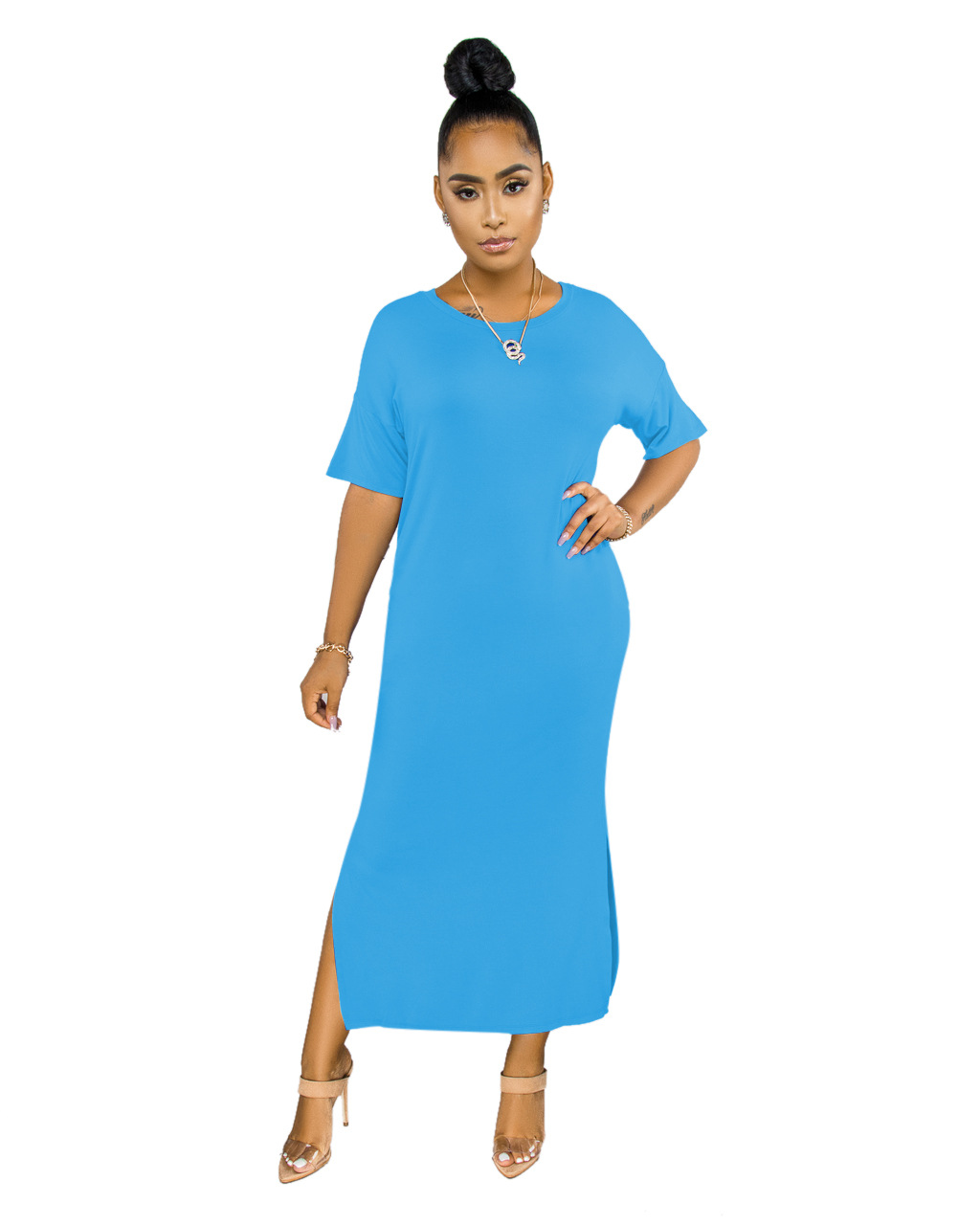 plus size light blue dress