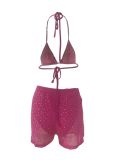 Rhinestone Hot Pink Bra Top & Shorts Set