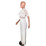White Lace Bodice Elegant Jumpsuit