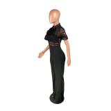 Black Lace Bodice Elegant Jumpsuit