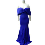 Sweetheart Blue Off Shoulder Evening Dress