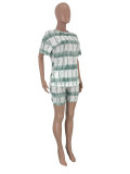 Tie Dye Green Two Piece Shorts Set