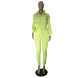 Yellow Drawstring Contrast Tracksuit