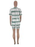 Tie Dye Green Two Piece Shorts Set