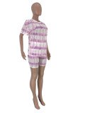 Tie Dye Purple Two Piece Shorts Set