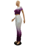 Color Changing Purple Two Piece Ruched Pants Set