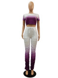 Color Changing Purple Two Piece Ruched Pants Set