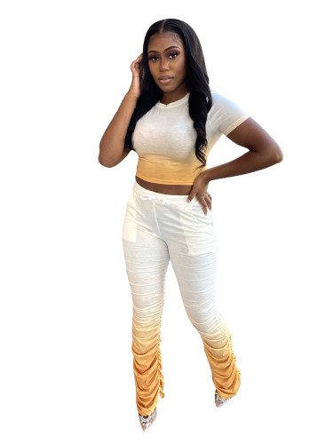 Color Changing Yellow Two Piece Ruched Pants Set