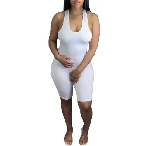 White Cross Back Sleeveless Sexy Romper