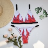 Print Flame TriangleTanga Bikini Swimsuit