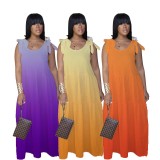 Gradient Purple Sleeveless Loose Maxi Dress