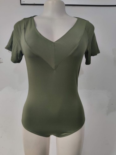 Sage Green V-Neck Bodysuit