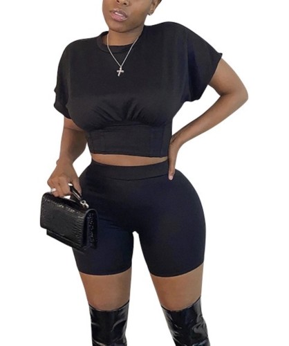 Sexy Black Crop Top and Shorts Set