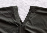 Black V Neck Irregular Hem Two Piece Pants Set