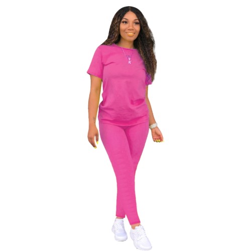 Hot Pink Two Piece Leisure Pants Set