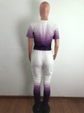 Gradient Purple Ruched Pants Set