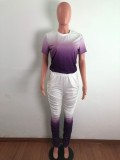 Gradient Purple Ruched Pants Set