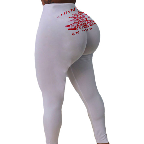 Plus Size Fashion Print Bodycon Pants