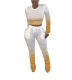 Yellow Ombre Ruched Top & Pants Set