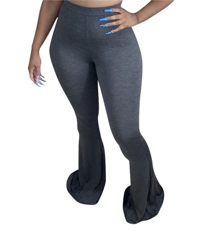 Dark Gray High Waist Bodycon Flare Pants