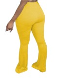 Yellow High Waist Bodycon Flare Pants